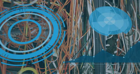 Digital Data Processing Over Server Cables Animation