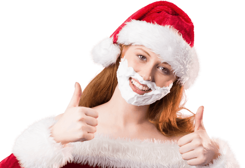 festive woman with foam beard giving thumbs-up gesture transparent - Download Free Stock Videos Pikwizard.com