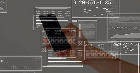 Hand Holding Smartphone with Futuristic UI Digital Overlay