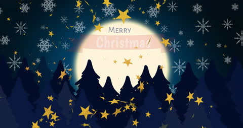 Festive Animated Merry Christmas Card with Falling Snowflakes