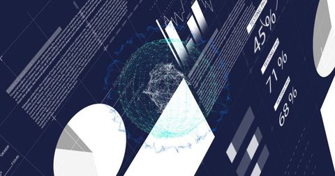 technology-inspired dashboard with wireframe sphere and analytics - Download Free Stock Images Pikwizard.com