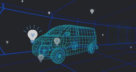 Innovative 3D Car Model with Digital Blueprint Concept - Download Free Stock Images Pikwizard.com