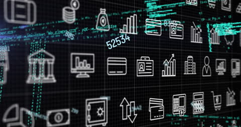 Virtual Interface with Digital Data and Business Icons