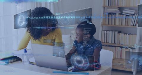Happy Mother and Daughter Enjoying Virtual Learning at Home