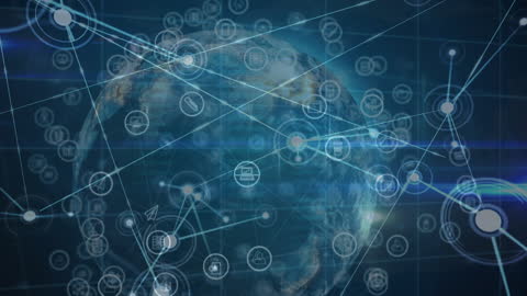 Global Network Connections Concept with Earth and Digital Symbols
