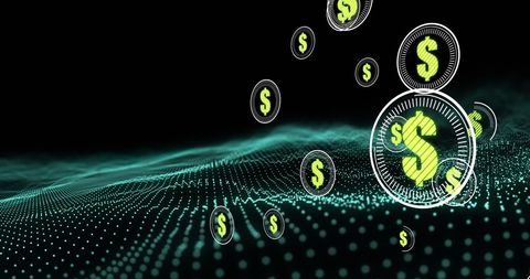 floating dollar symbols in digital wave technology concept - Download Free Stock Images Pikwizard.com