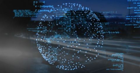 Holographic Globe with Motion Trails and Code Interface