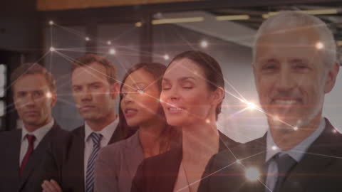 Diverse Business Team with Digital Network Overlay