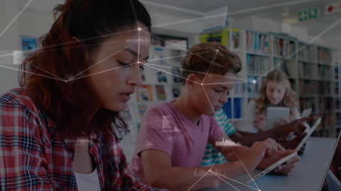 Diverse Students Engaging in Digital Learning with Interactive Technology