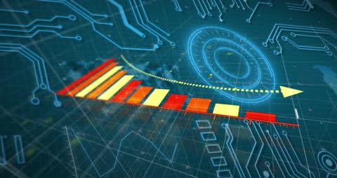 Digital Business Growth Graph with Futuristic Interface