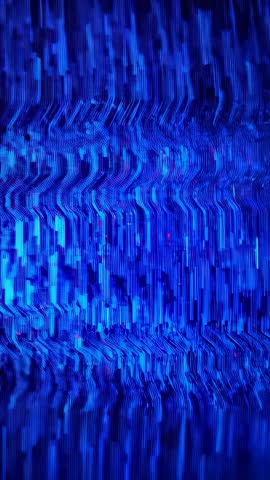 Vertical Glitch Waveform Loop Showing Cyan LCD Pixel Ripples and Scanline Distortion