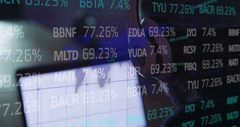 Businessman Analyzing Digital Data on Laptop Screen Display