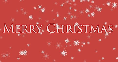 Festive Merry Christmas Text with Snowflakes on Red Background - Download Free Stock Images Pikwizard.com