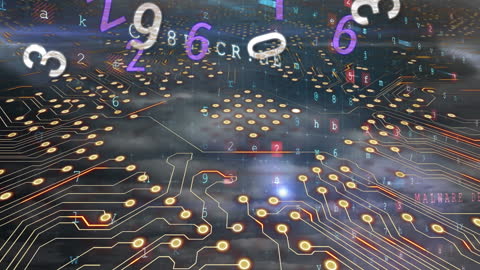 Digital Tunnel Animation with Data and Numeric Icons