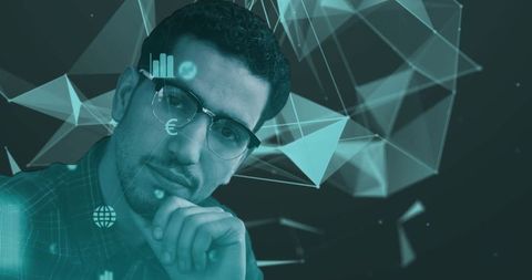 Businessman Analyzing Futuristic Digital Data Innovations Concept