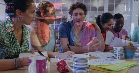 Diverse Team Analyzing Financial Data with Global Overlay - Download Free Stock Images Pikwizard.com