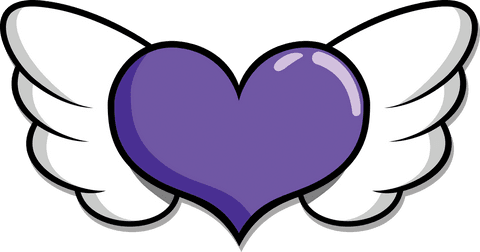 Purple Heart with Wings Illustration on Transparent Canvas - Download Free Stock Videos Pikwizard.com