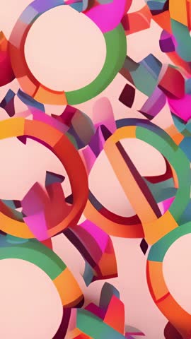 Rotating 3D Gender Symbols in Peach Background with Rainbow Hues Vertical Loop