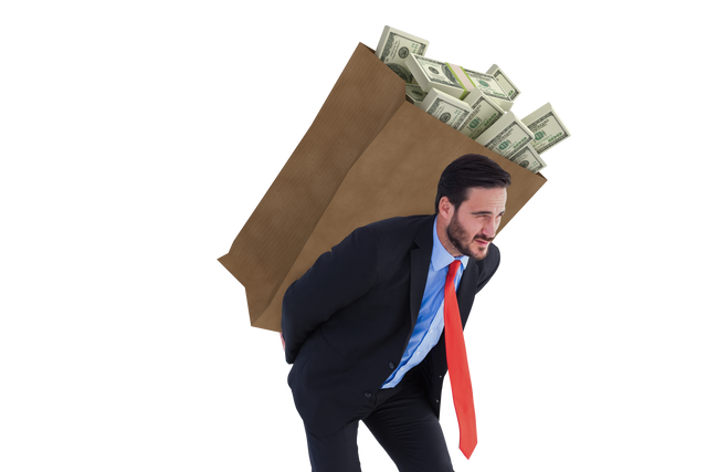 Transparent Background Businessman Carrying Bag of Dollar Money - Download Free Stock Videos Pikwizard.com