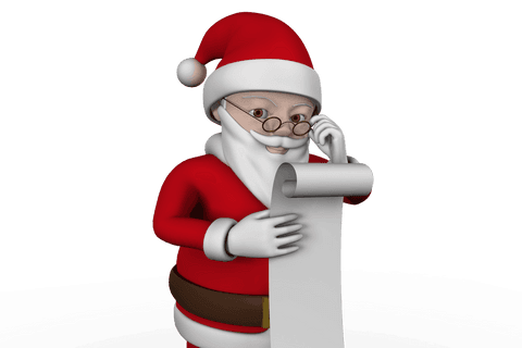 transparent cartoon santa reading long list with glasses - Download Free Stock Videos Pikwizard.com