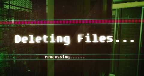 deleting files processing screen in computer server room - Download Free Stock Images Pikwizard.com