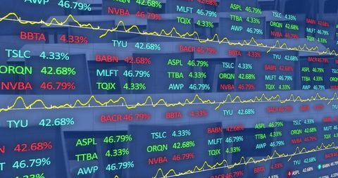 Stock Market Data Displayed on Digital Screen in Modern Office