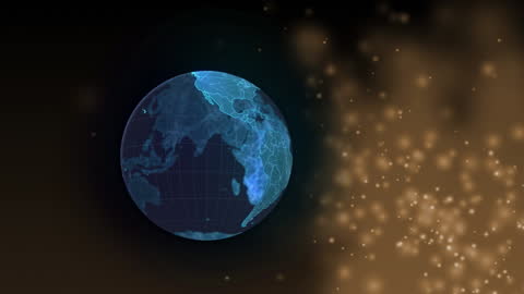 Animated Globe with Digital Interface and Light Patterns