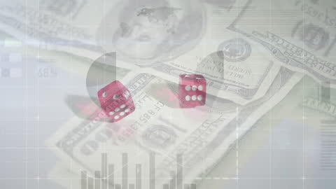 Financial Risk Analysis Concept with Dice and US Currency