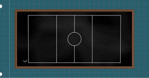 Chalkboard Displaying Soccer Field Diagram for Educational Purposes