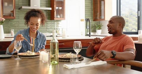 Intimate Couples Dinner at Home Sharing Quality Time