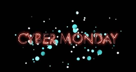 Glowing Cyber Monday Neon Text with Futuristic Particles