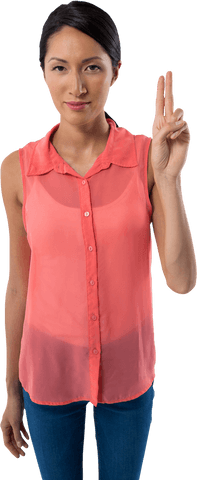 smiling woman gesturing peace sign on transparent background - Download Free Stock Videos Pikwizard.com