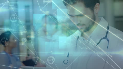 Doctor Utilizing Digital Medical Technology Interface