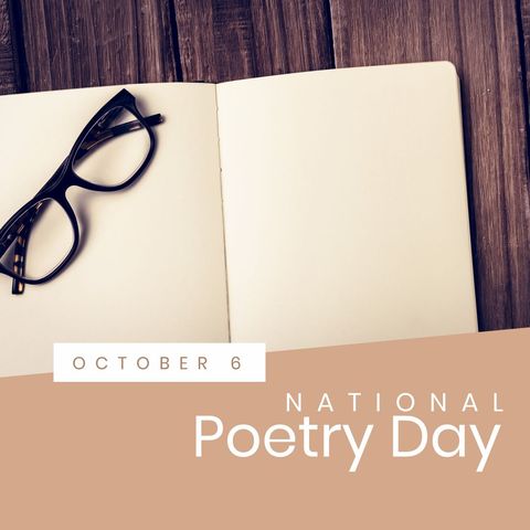 Celebration of National Poetry Day with Books and Glasses - Download Free Stock Templates Pikwizard.com