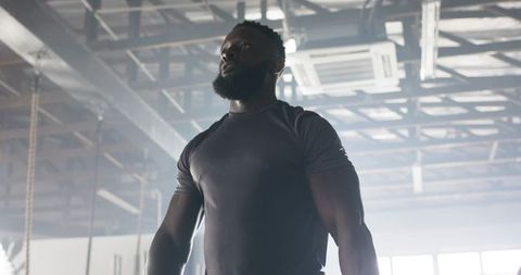 Determined Athlete in Gym Focusing on Workout Goals