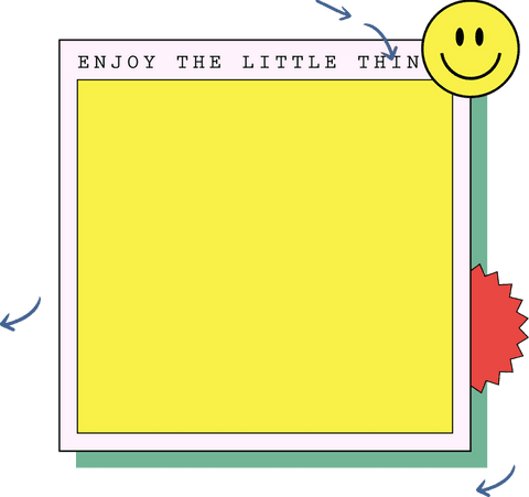 Transparent inspirational frame with smiley and motivational text