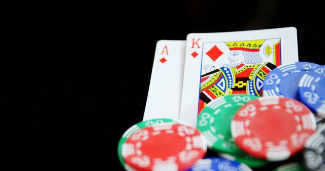Ace and King of Diamonds with Colorful Poker Chips on Casino Table - Download Free Stock Photos Pikwizard.com