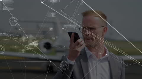 Businessman with Abstract Digital Network Concept