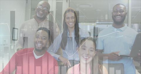 Diverse Team Analyzing Financial Data Digitally