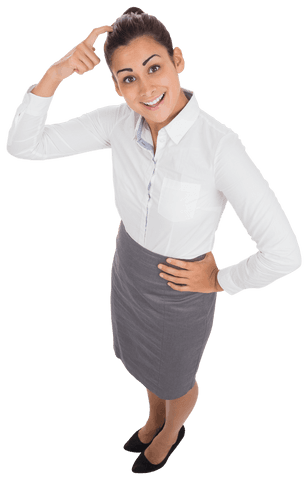 Caucasian Businesswoman Thinking Transparent Concept