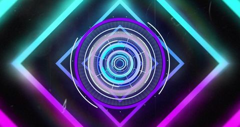 Futuristic geometric patterns with neon glow effect