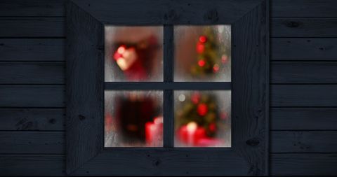 Cozy Christmas Cheer Seen Through Frosted Window - Download Free Stock Images Pikwizard.com