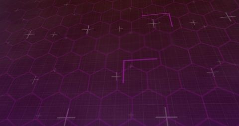 Futuristic digital grid with hexagonal pattern in purple hue