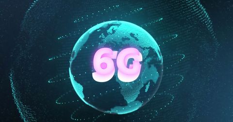 Depiction of 6G technology portrayed in a digital earth setting, highlighting global communication advancements. Ideal for technology blogs, presentations on future innovations, and educational materials explaining next-generation networking.
