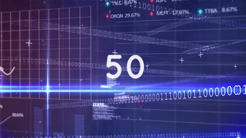 Futuristic Digital Financial Data Animation with Increasing Numbers
