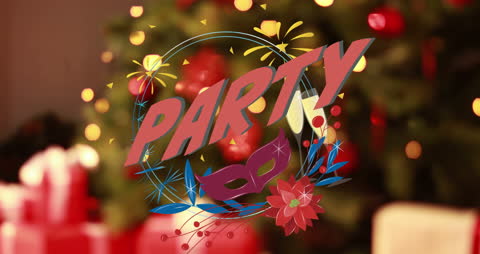 Festive Christmas Party Animation with Falling Snow