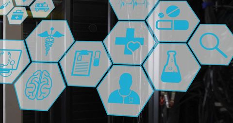 Medical and Scientific Icons Overlay on Data Servers