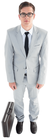 Geeky Businessman in a Suit with Briefcase Transparent Background - Download Free Stock Videos Pikwizard.com
