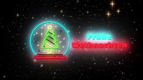 Neon Christmas Globe with Snowflakes and Message