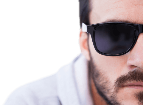 Close-up of man in sunglasses with transparent background